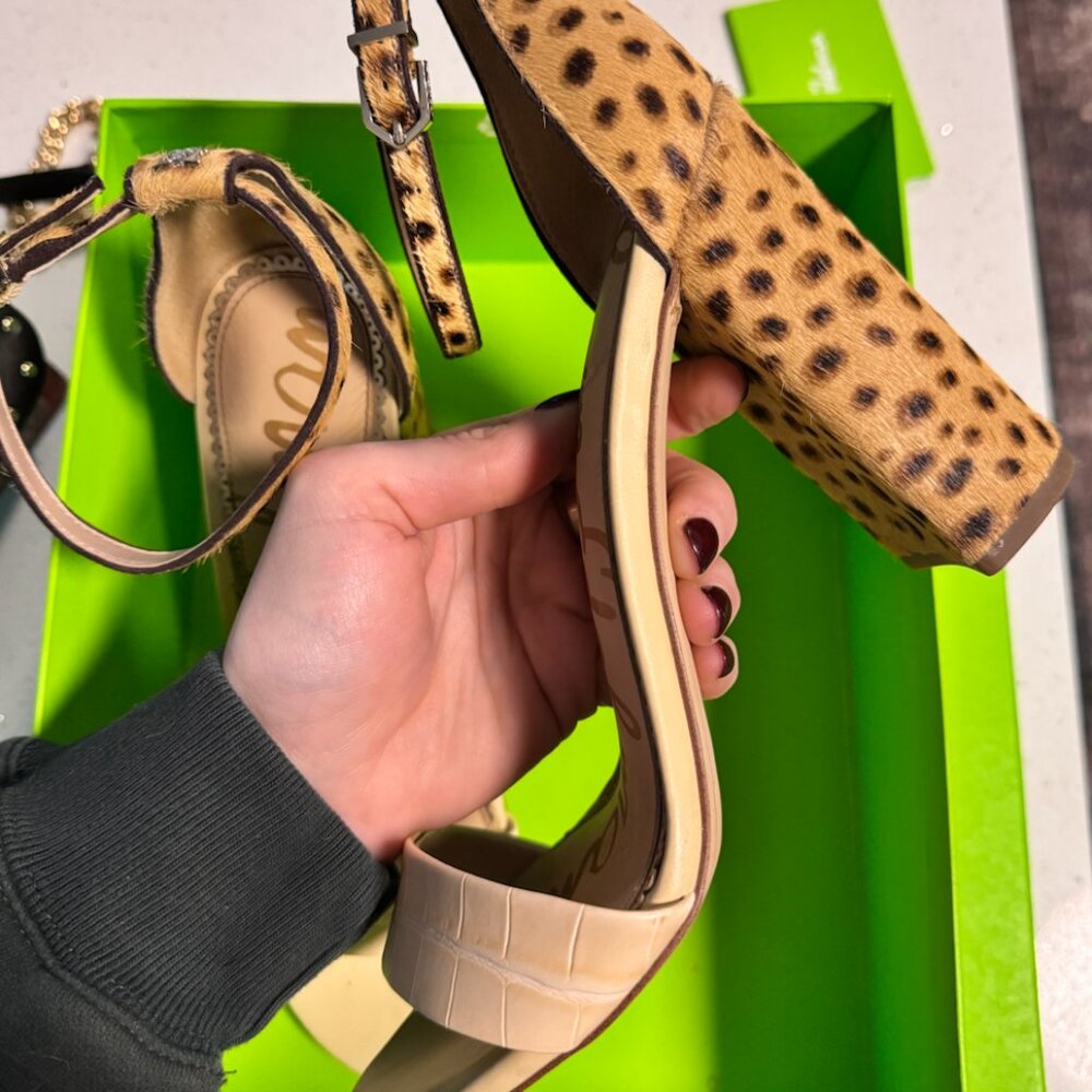 Sam Edelman Yaro Crocodile & Calf Hair Block Heel